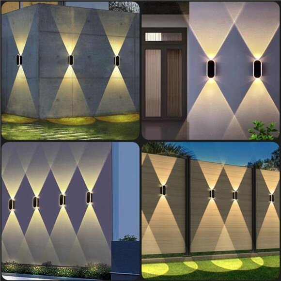 3 Modes/ Up & Down Lighting Solar Fence Lights: This solar wall lights uses up & - Picture 6 of 7